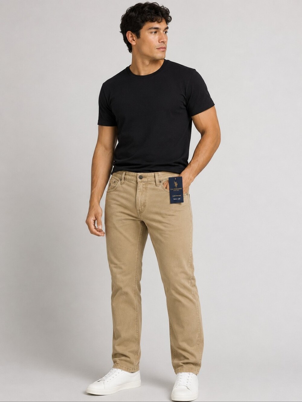 U.S. Polo Assn Mens Pants 42x30 Slim Straight 5 Pocket Twill Khaki Tan NWT